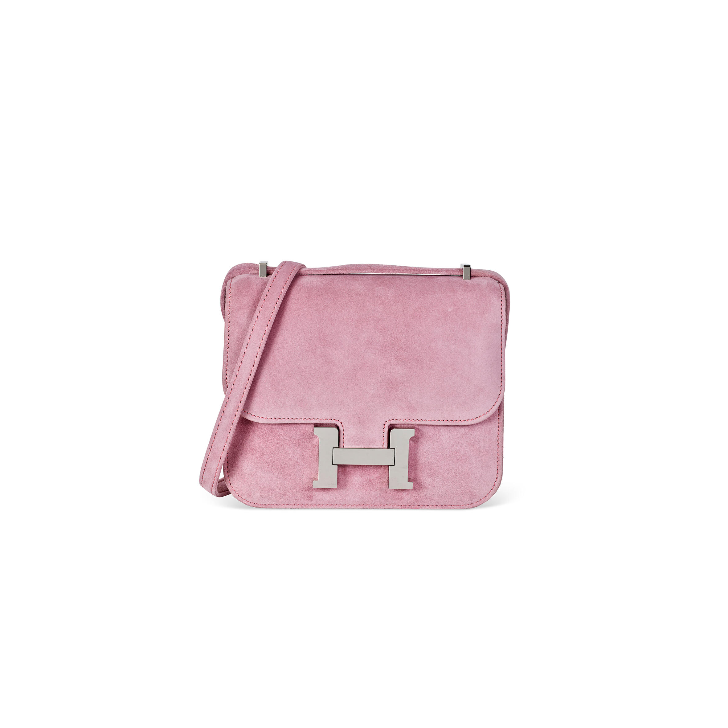 H**me5 a rose indienne veau doblis suede mini constance with palladium hardware 436576 (18*14.5*6cm)
